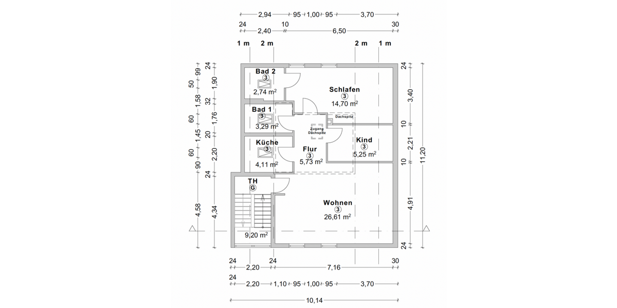 Etagenwohnung Untergrombach Untergrombach - 3 Zimmer, 64 m&sup2;, 179.000&euro; | Angebot:26640078