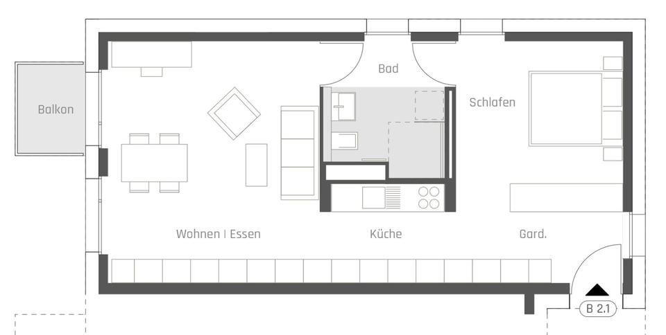 Etagenwohnung Weissach - 2.5 Zimmer, 56 m&sup2;, 993&euro; | Angebot:26492685