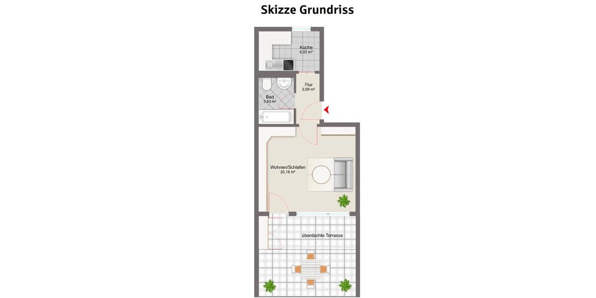 Etagenwohnung Bad Liebenzell - 1 Zimmer, 40 m&sup2;, 515&euro; | Angebot:26463442
