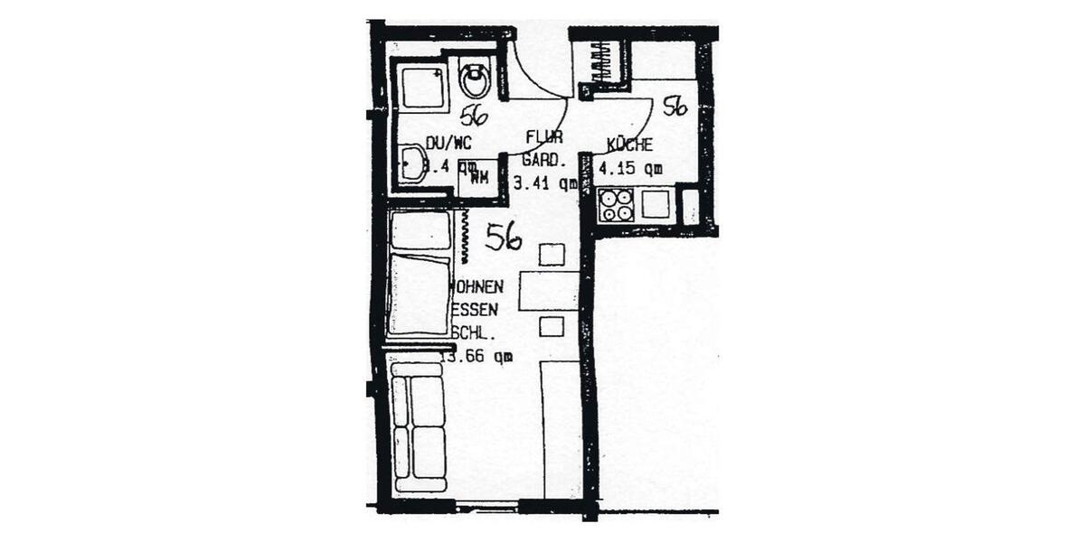 Etagenwohnung Bruchsal - 1 Zimmer, 25 m&sup2;, 395&euro; | Angebot:25812879