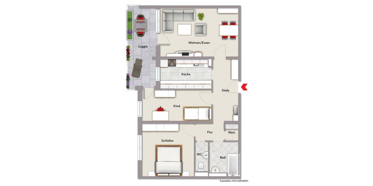 Etagenwohnung Karlsruhe / Neureut Neureut - 3 Zimmer, 90 m&sup2;, 325.000&euro; | Angebot:25862354