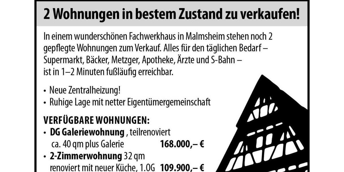 Etagenwohnung Renningen - 2 Zimmer, 32 m&sup2;, 109.900&euro; | Angebot:25721245