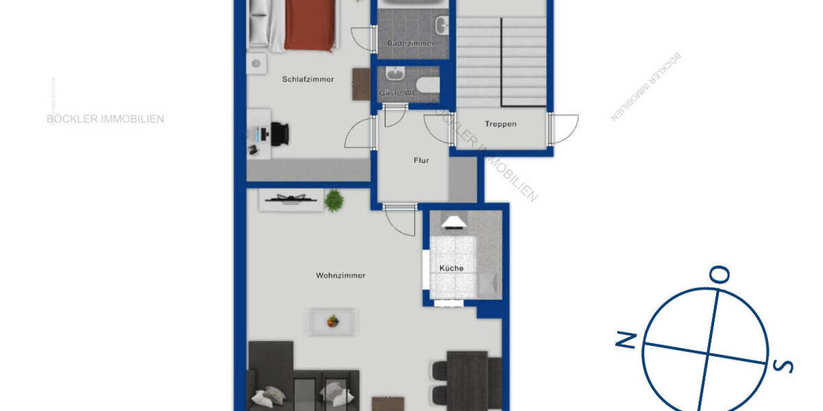 Etagenwohnung Pforzheim Sonnenhof - 2 Zimmer, 55 m&sup2;, 155.000&euro; | Angebot:25999503