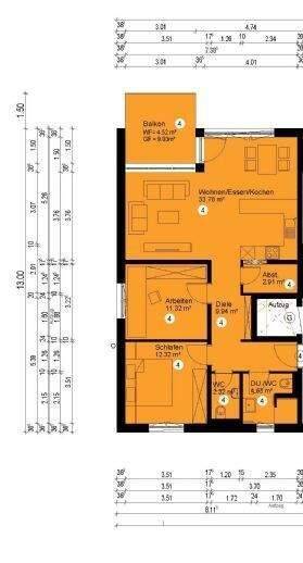 Etagenwohnung Pforzheim Hohenwart - 3 Zimmer, 81 m&sup2;, 1.040&euro; | Angebot:26918063