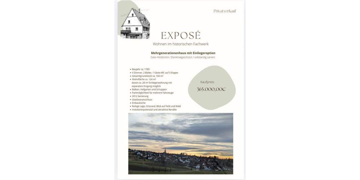 Doppelhaushälfte Calw Holzbronn - 4 Zimmer, 124 m&sup2;, 365.000&euro; | Angebot:25672733