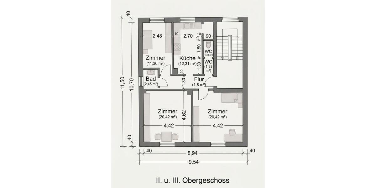 Etagenwohnung Pforzheim Weststadt - 3 Zimmer, 75 m&sup2;, 800&euro; | Angebot:27554103