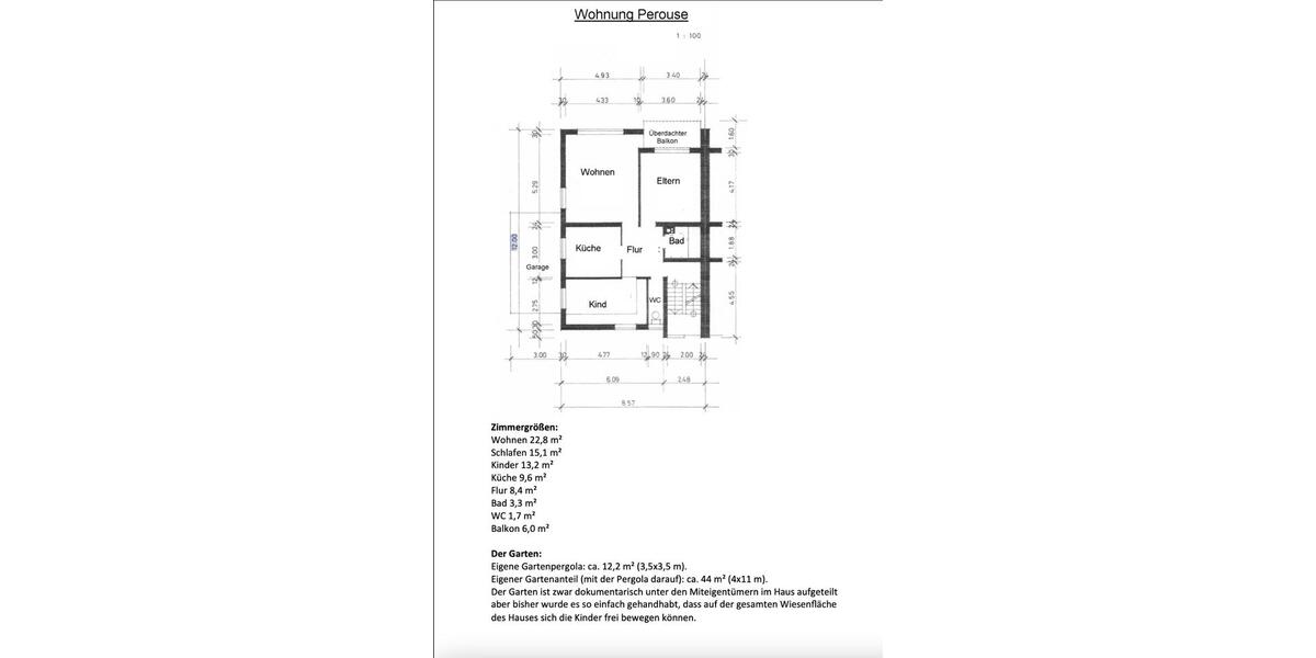 Charmante, sonnige 3-Zimmer-Wohnung mit Garage, Garten, Pergola 3 zimmer