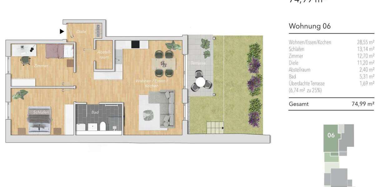 Wohnung zum Kaufen in Karlsbad 405.000 € 74.99 m² 3 zimmer