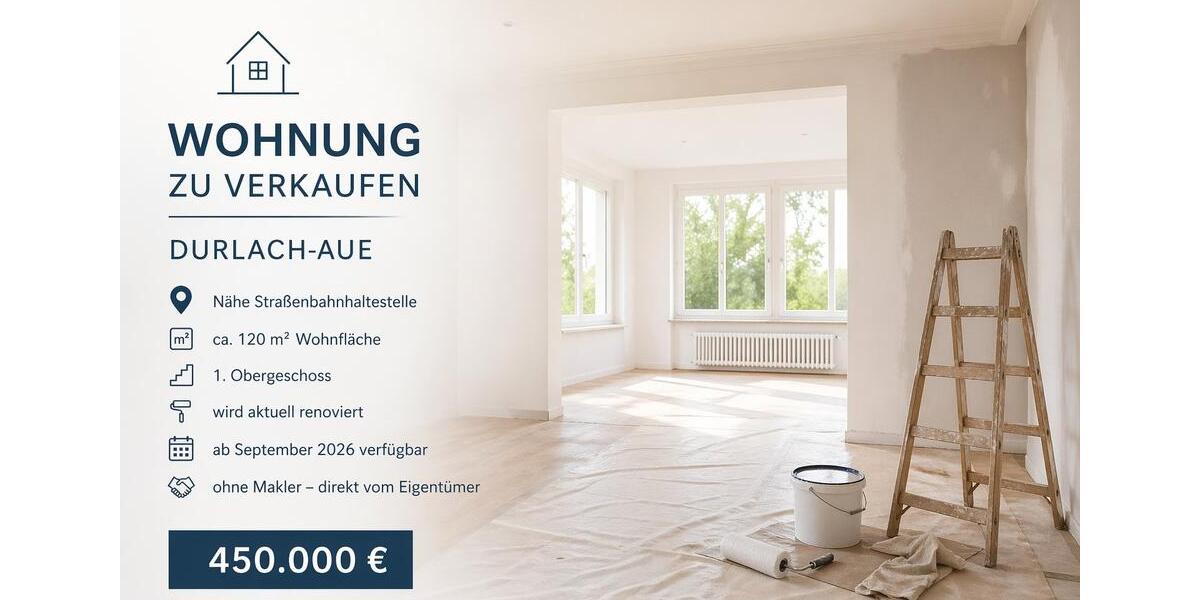 Etagenwohnung Karlsruhe Durlach - 4 Zimmer, 120 m&sup2;, 450.000&euro; | Angebot:26279539