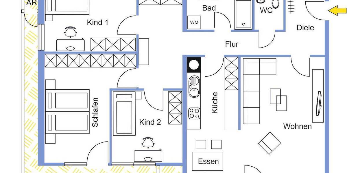 Etagenwohnung Sindelfingen Nord - 4 Zimmer, 109 m&sup2;, 239.000&euro; | Angebot:26276275