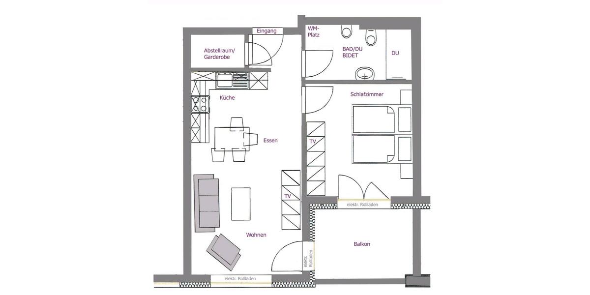 Hochwertig möblierte 2-Zimmer-Mietwohnung inkl. Balkon in 76571 2 zimmer