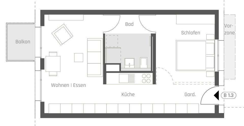 Etagenwohnung Weissach - 2.5 Zimmer, 45 m&sup2;, 821&euro; | Angebot:26492684