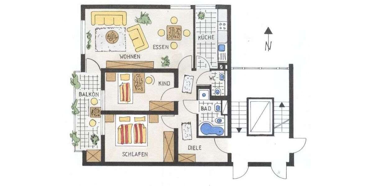 Etagenwohnung Pforzheim Buckenberg - 3 Zimmer, 82 m&sup2;, 715&euro; | Angebot:27175380