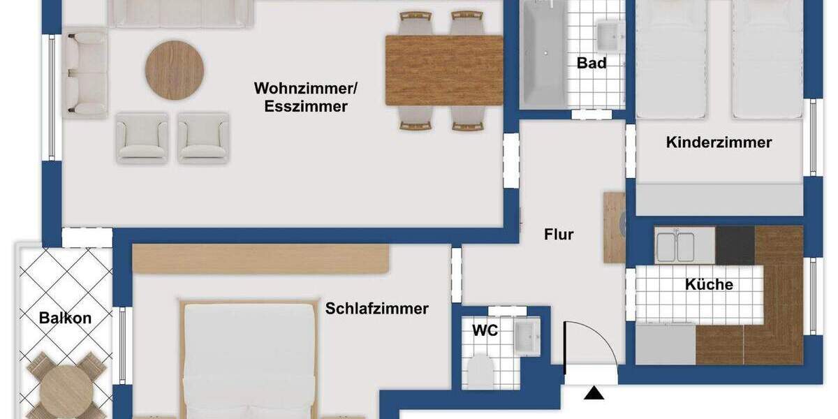 Etagenwohnung Sachsenheim Großsachsenheim - 3 Zimmer, 78 m&sup2;, 225.000&euro; | Angebot:25775336