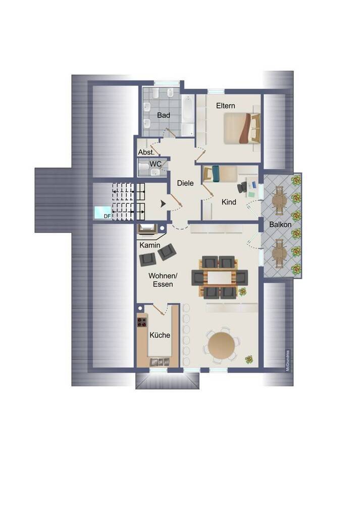 Seltene Gelegenheit! Stilvolle 3,5-Zimmer-DG-Wohnung mit Kamin und Garage und toller Aussicht!