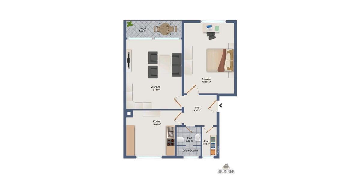 Etagenwohnung Karlsruhe Rüppurr - 2 Zimmer, 57 m&sup2;, 133.000&euro; | Angebot:26995856