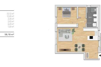 Wohnung zum Kaufen in Karlsbad 310.000 € 57.51 m² 2 zimmer