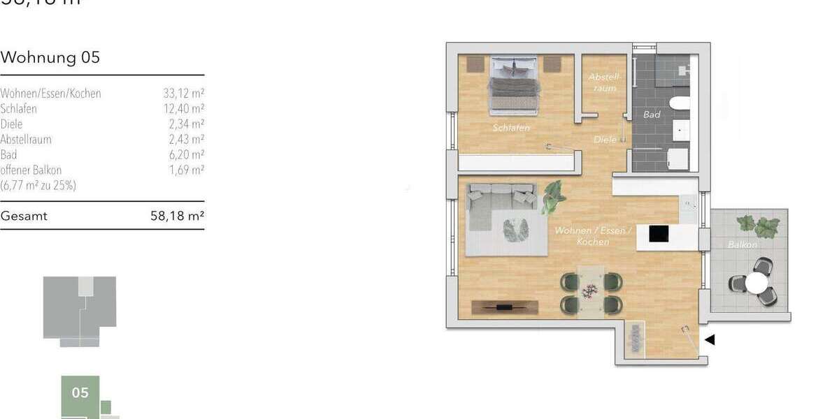 Wohnung zum Kaufen in Karlsbad 310.000 € 57.51 m² 2 zimmer
