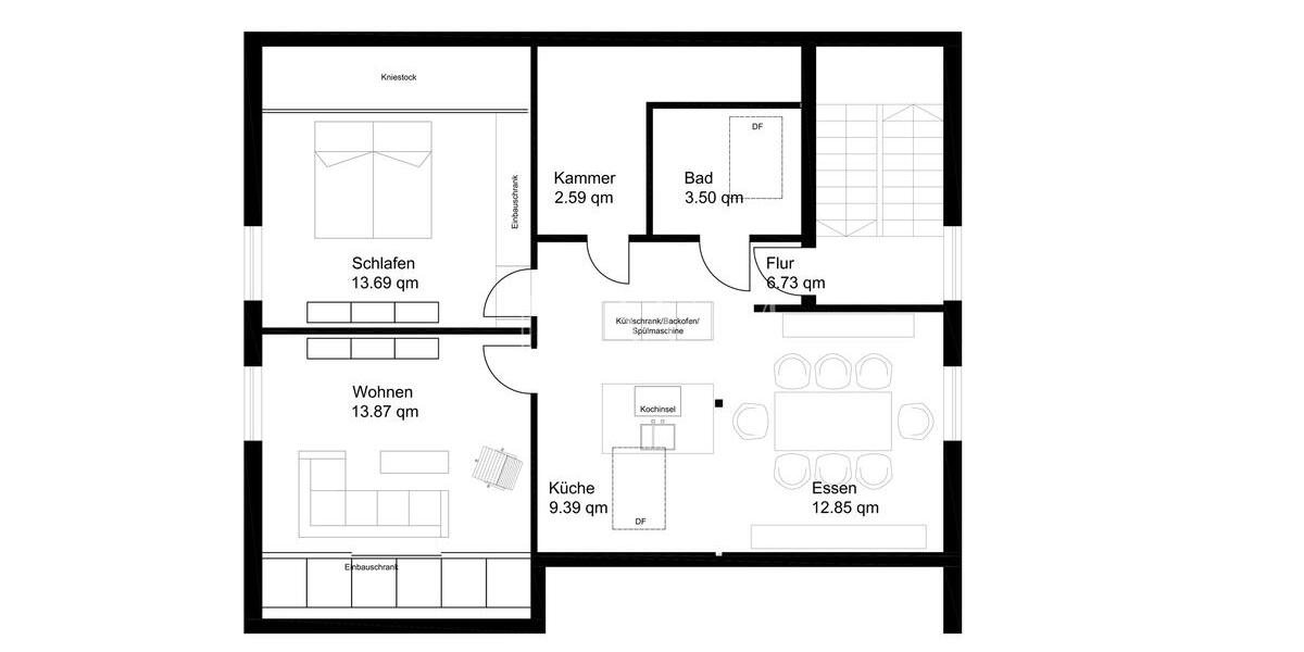 Dachgeschoßwohnung Pforzheim Büchenbronn - 3 Zimmer, 63 m&sup2;, 700&euro; | Angebot:25570110