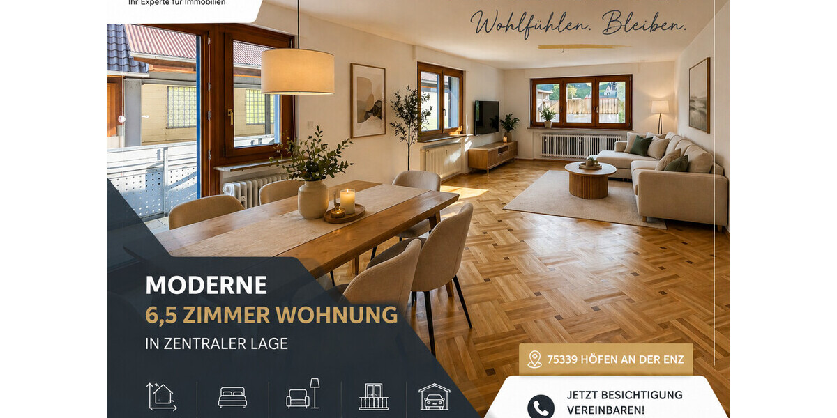 Sanierte 6,5 Zimmer Wohnung in zentraler Lage - Etagenwohnung Höfen an der Enz Höfen (Enz) | Angebot:26674879