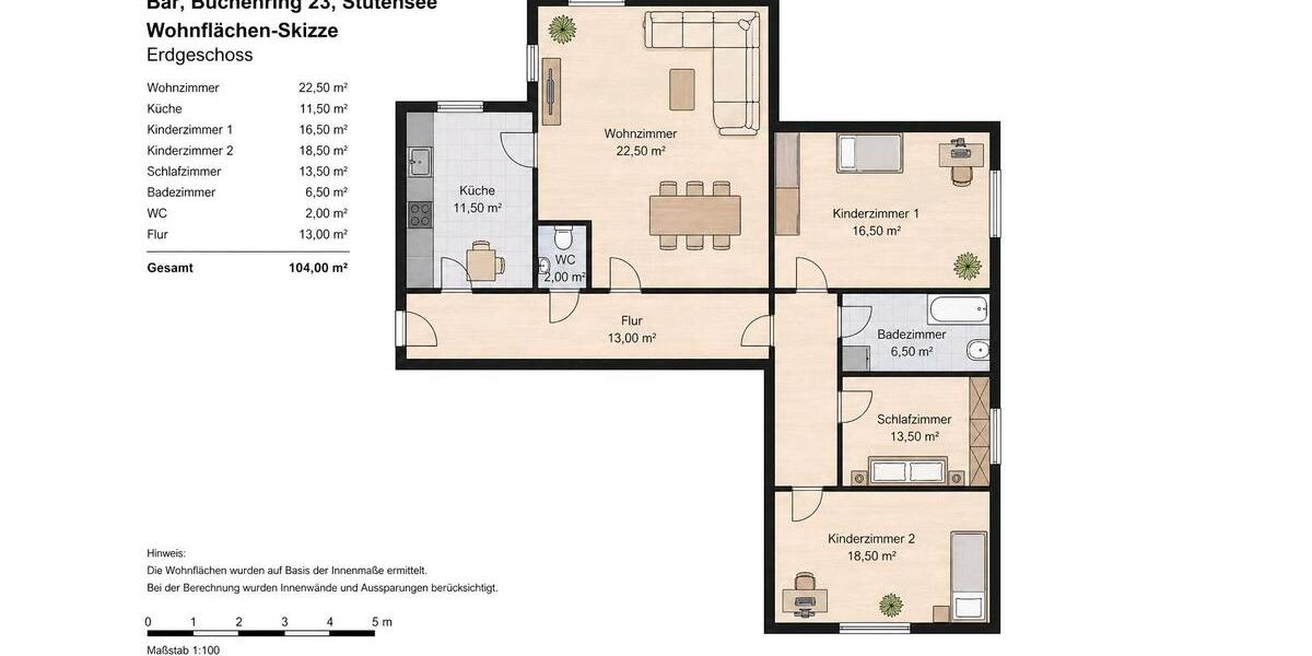 Erdgeschoßwohnung Stutensee - 4 Zimmer, 104 m&sup2;, 358.800&euro; | Angebot:26322144