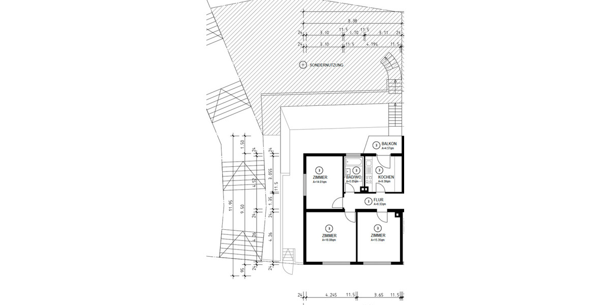 Etagenwohnung Pforzheim Südweststadt - 3 Zimmer, 71 m&sup2;, 248.500&euro; | Angebot:25357590
