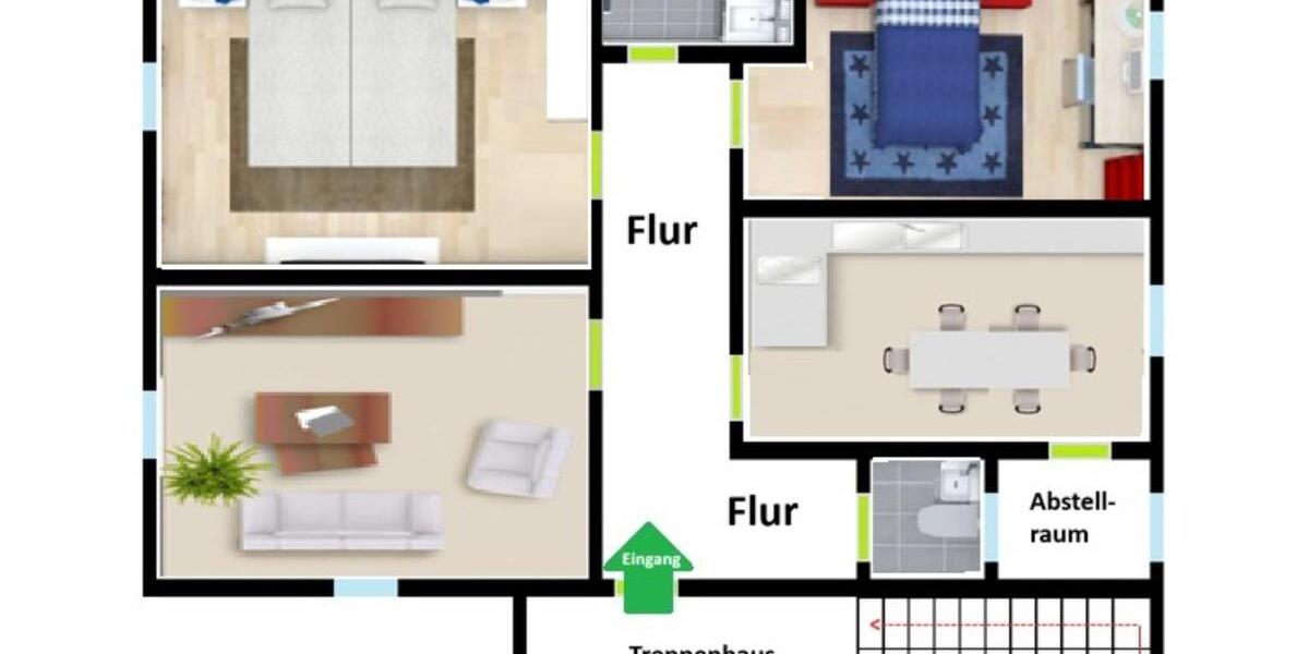 Etagenwohnung Pforzheim Weststadt - 3 Zimmer, 75 m&sup2;, 850&euro; | Angebot:24784390