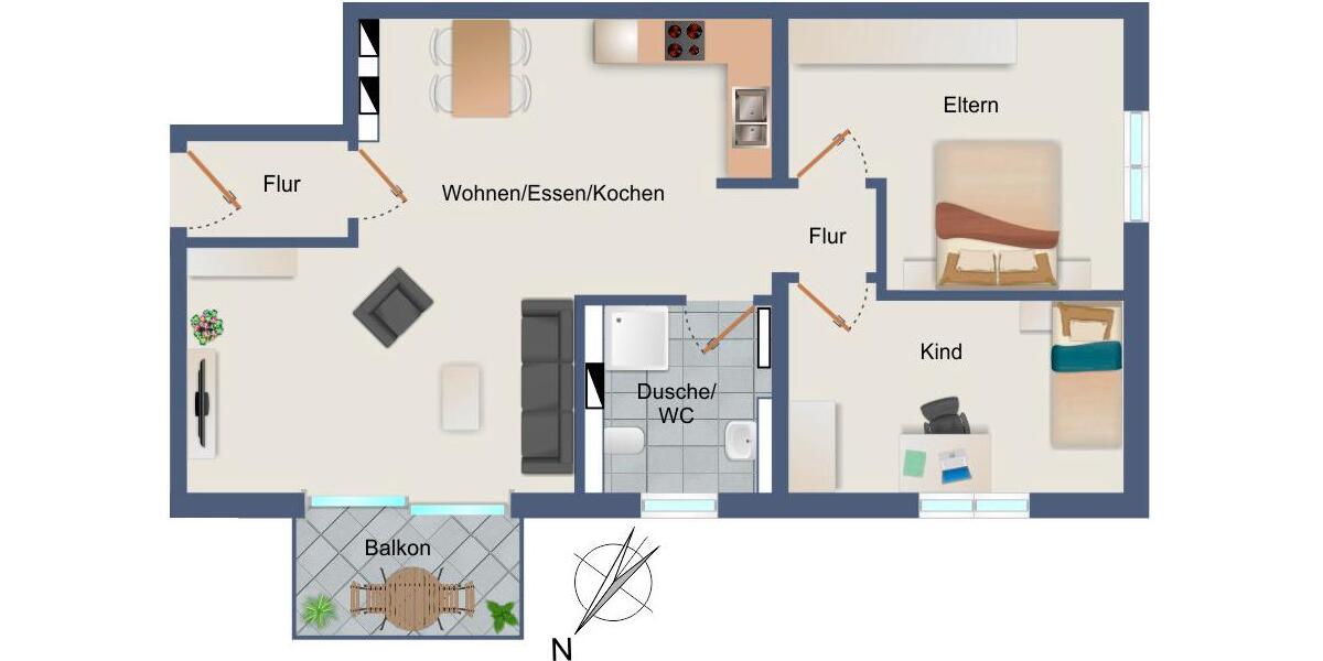 Etagenwohnung Karlsruhe Mühlburg - 3 Zimmer, 73 m&sup2;, 1.115&euro; | Angebot:26453748