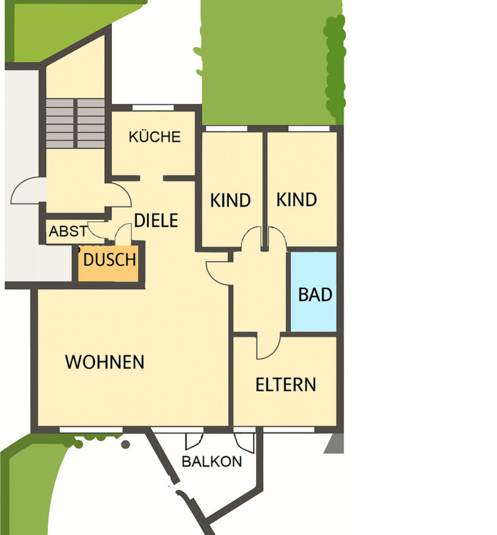 Wohnen im Grünen ! Familienfreundliche und großzügige Wohnung, zentral im Waldpark