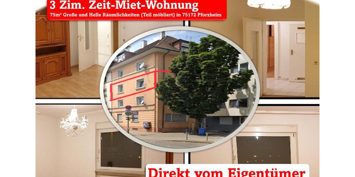 Etagenwohnung Pforzheim Weststadt - 3 Zimmer, 75 m&sup2;, 850&euro; | Angebot:24784390