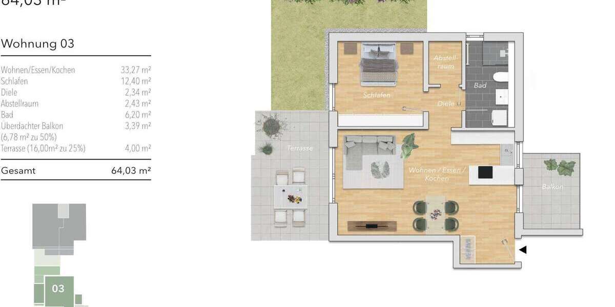 Etagenwohnung Karlsbad - 2 Zimmer, 64 m&sup2;, 345.000&euro; | Angebot:25390398