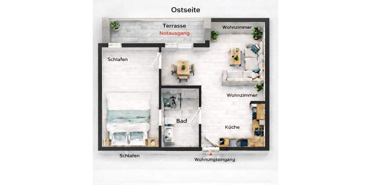 Etagenwohnung Berghausen Berghausen - 2 Zimmer, 45 m&sup2;, 569&euro; | Angebot:25543361