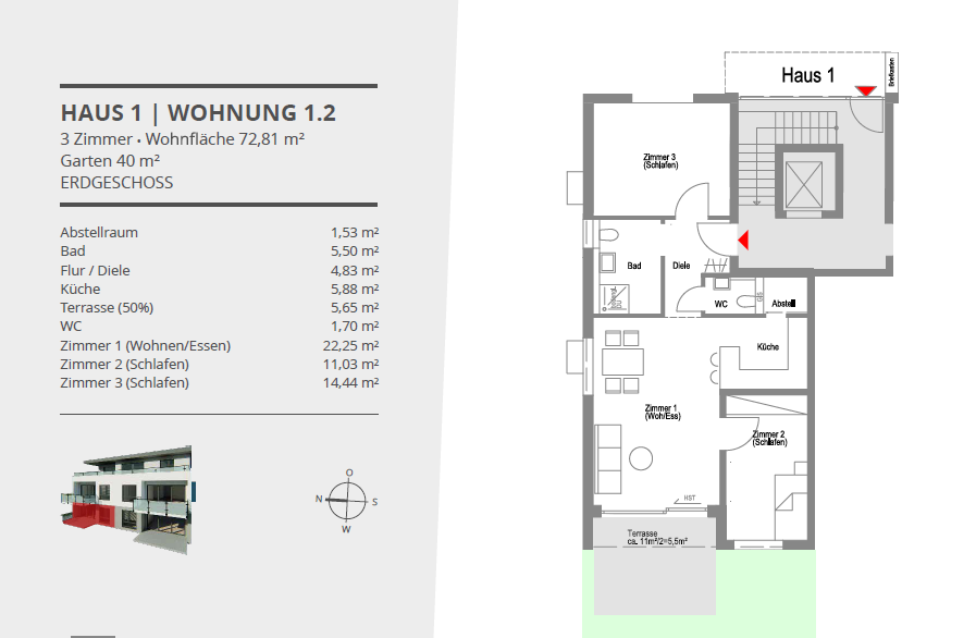 letzte verfügbare Wohnung in unserem exklusiven Neubauprojekt Wohnen am Ziegelbach in Calw 3 zimmer
