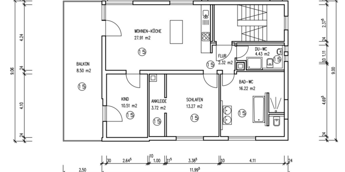 Etagenwohnung Pforzheim Büchenbronn - 3 Zimmer, 86 m&sup2;, 268.000&euro; | Angebot:25728716