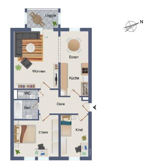Erdgeschoßwohnung Bruchsal - 3.5 Zimmer, 76 m&sup2;, 280.000&euro; | Angebot:27259328