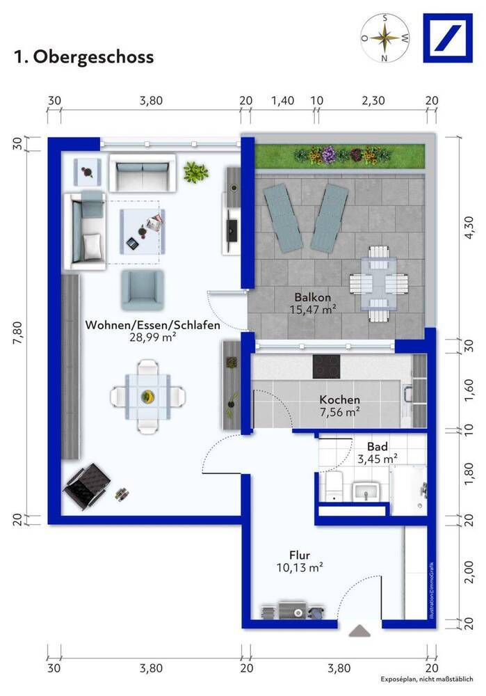 1-Zimmerwohnung mit Balkon, Garage & solider Ausstattung - vermietet seit 2022