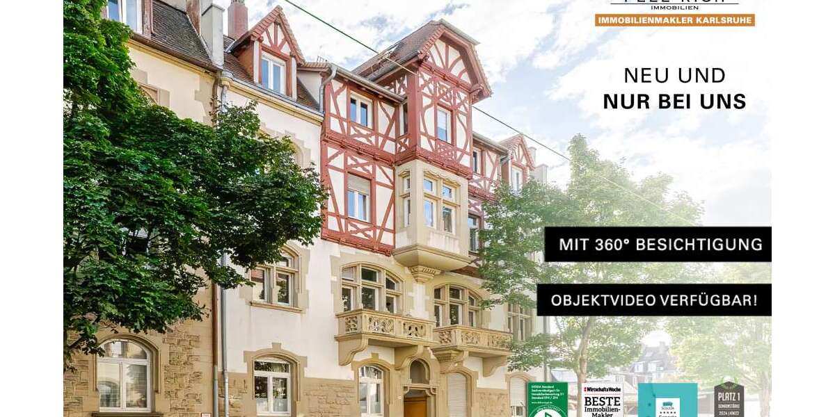 Etagenwohnung Karlsruhe / Oststadt Oststadt - 2 Zimmer, 52 m&sup2;, 190.000&euro; | Angebot:24786843