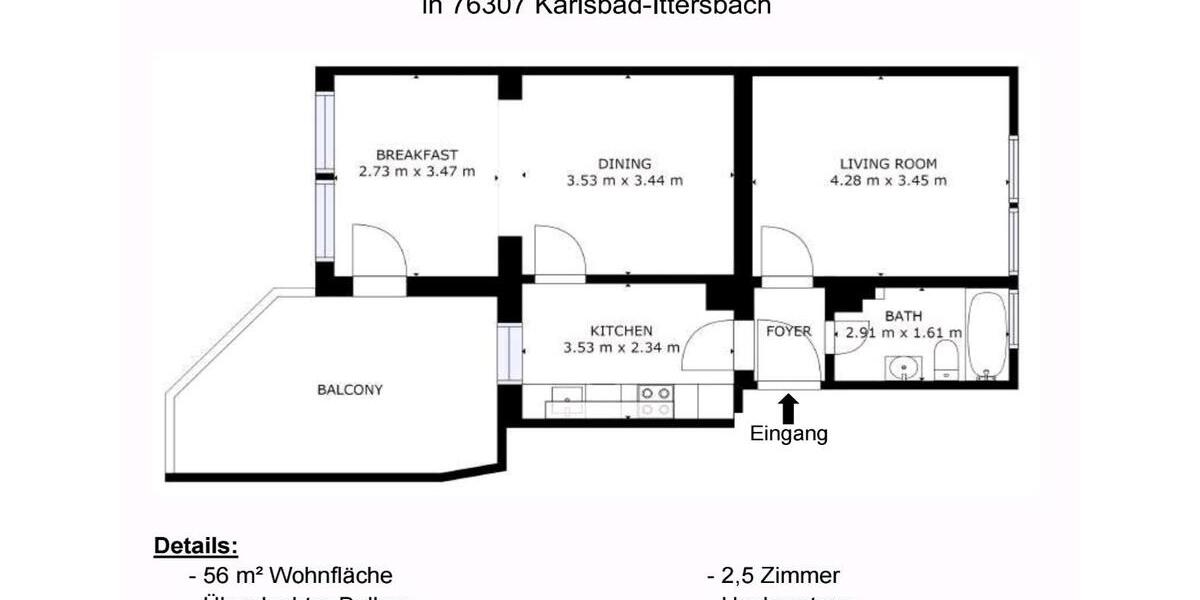 Wohnung in Karlsbad Ittersbach zu vermieten 2 zimmer