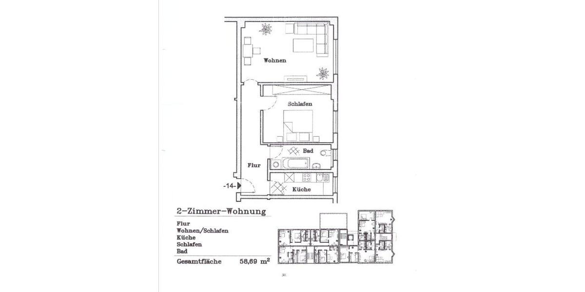 Etagenwohnung Ettlingen - 2 Zimmer, 59 m&sup2;, 229.000&euro; | Angebot:26073209