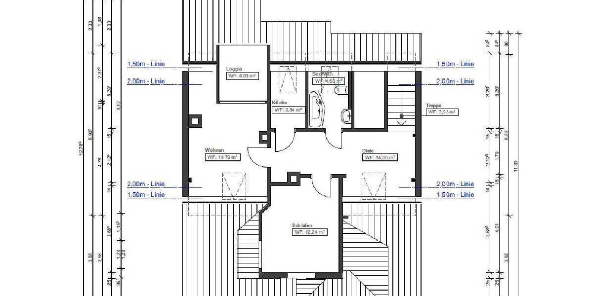 Etagenwohnung Pforzheim Nordstadt - 3 Zimmer, 52 m&sup2;, 184.000&euro; | Angebot:26918026