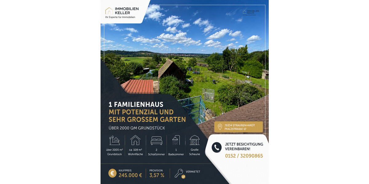 1 Familienhaus mit Potenzial und sehr großem ,über 2000 qm, Garten - Einfamilienhaus Straubenhardt Pfinzweiler | Angebot:26531333
